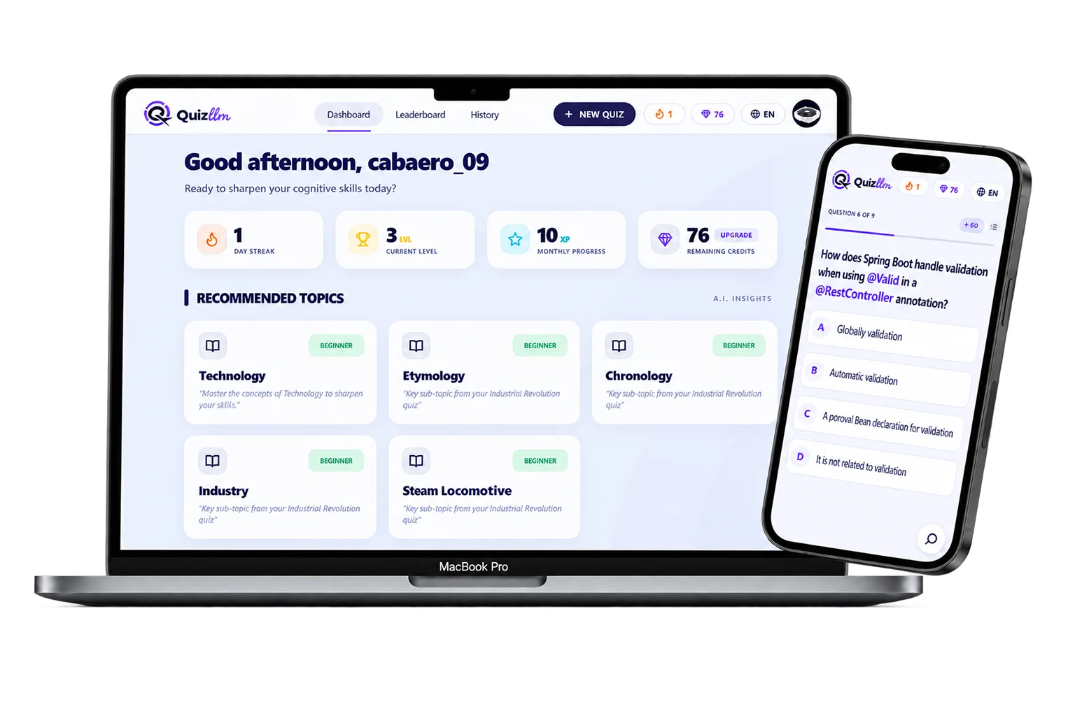 QuizLLM app preview
